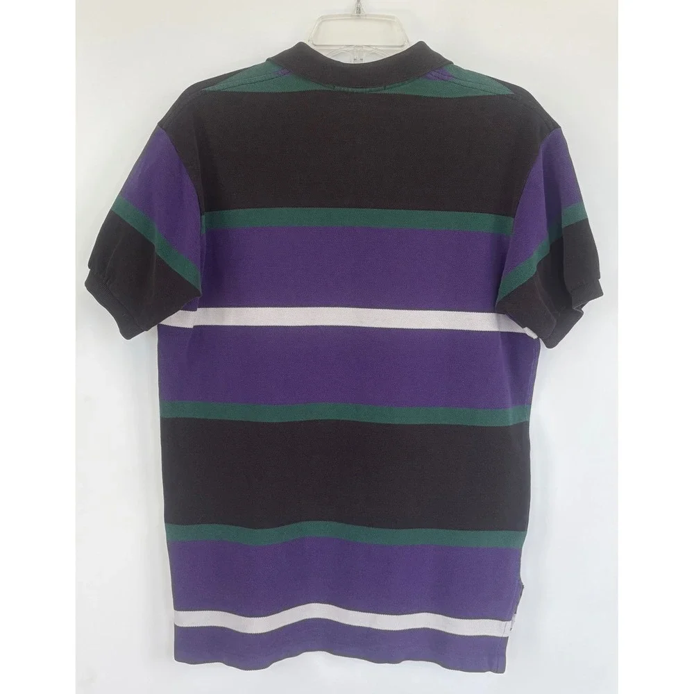 Vintage Polo Ralph Lauren Striped Polo Shirt Mens XL Purple White Cotton‎ Pique